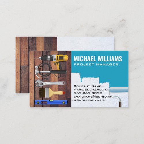 Hardware Tools  Handyman  Wood and Painted Wall Business Card