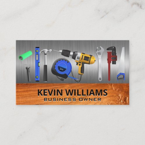 Hardware Tools  Metal and Wood  Construction Business Card
