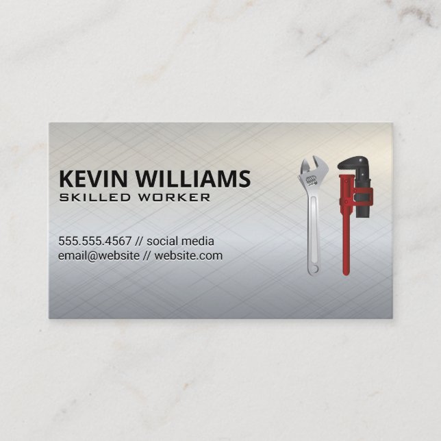 Hardware Tools | Metallic Background Business Card (Front)