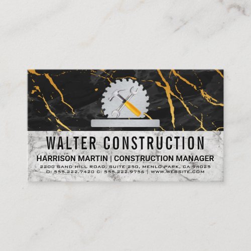 Hardware Tools  Saw  Black Marble  Construction Business Card
