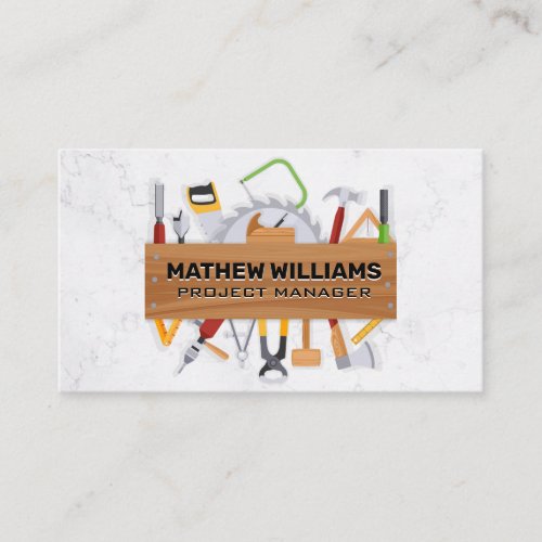 Hardware Tools Set  Wood Marble Appointment Card