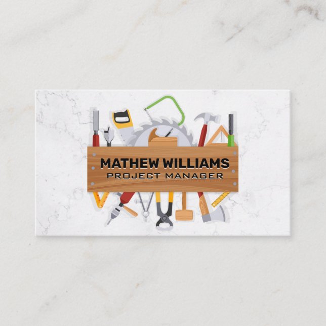 Hardware Tools Set | Wood Marble Appointment Card (Front)