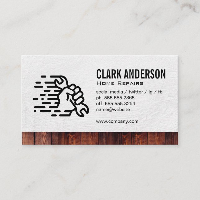 Hardware Tools | Wrench in Hand Business Card (Front)