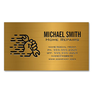 Hardware Tools   Wrench in Hand Business Card Magnet