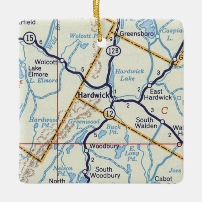 Hardwick Vermont Vintage Map Ceramic Ornament (Front)