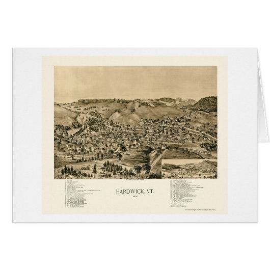 Hardwick, VT Panoramic Map - 1892 Cards (Front Horizontal)