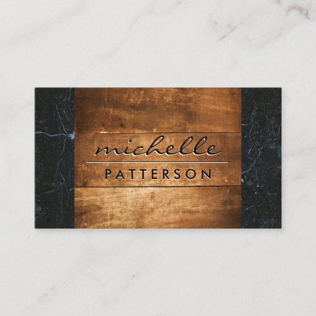 Hardwood | Black Marble Trim Business Card (Front)