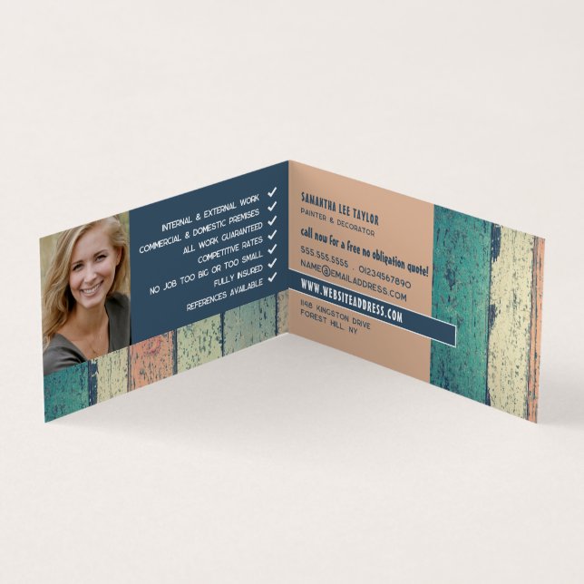 Hardwood Design, Painter & Decorator Photo Business Card (Inside)