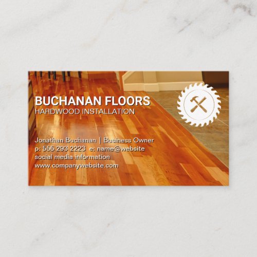 Hardwood Floors and Tiles  Saw and Hammer Logo Business Card
