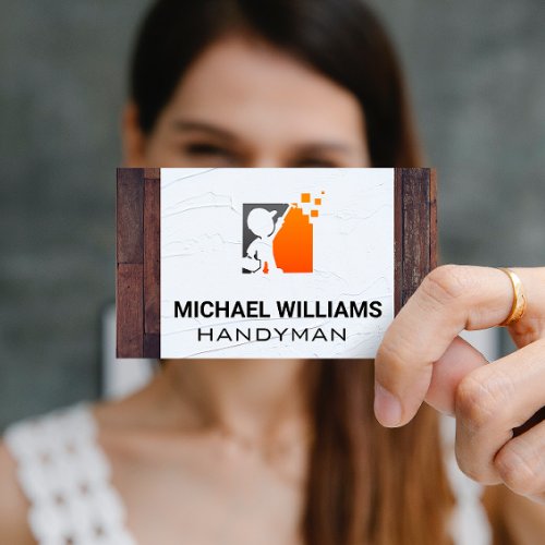 Hardwood Floors  Spackle  Handyman Logo Business Card