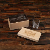 Hardwood Gift Box with 3-Tiered Whiskey Glasses (Front)