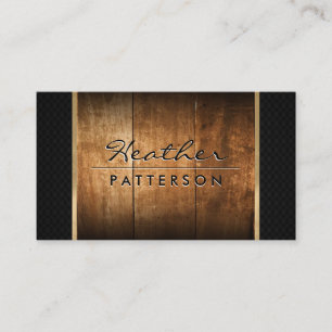 Hardwood Gold Trim Black Mesh Business Card