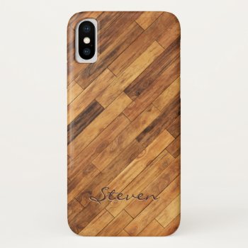 Hardwood Wood Grain Floor - Personalized Name Iphone Xs Case by CityHunter at Zazzle