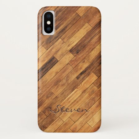 Hardwood Wood Grain Floor - Personalized Name Iphone Xs Case