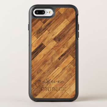 Hardwood Wood Grain Monogram Name Otterbox Symmetry Iphone 8 Plus/7 Plus Case by CityHunter at Zazzle
