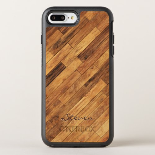 Hardwood Wood Grain Monogram Name OtterBox Symmetry iPhone 8 Plus7 Plus Case