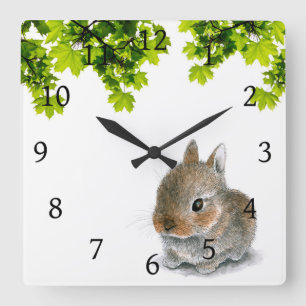 Hare 61 rabbit square wall clock