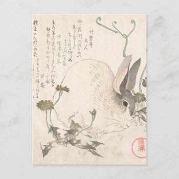 Hare And Dandelion  Kubo Shunman  Japanese Art Postcard by ZazzleArt2015 at Zazzle