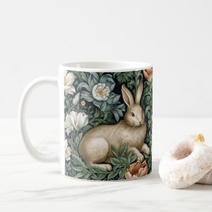 Hare and flowers in the garden art nouveau style coffee mug