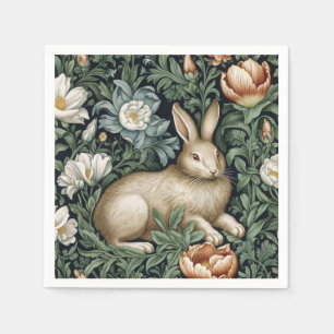Hare and flowers in the garden art nouveau style napkins