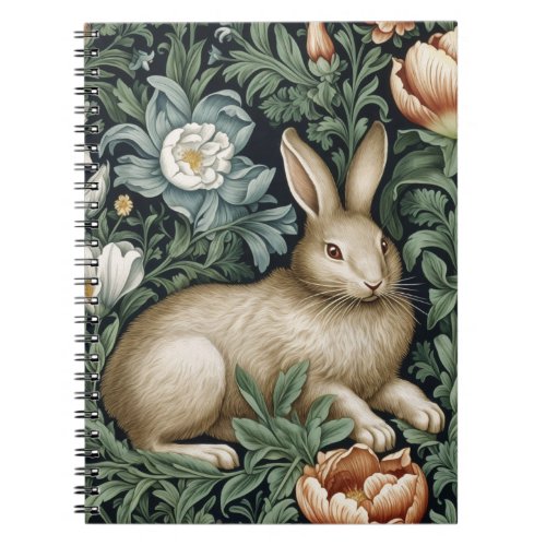 Hare and flowers in the garden art nouveau style notebook