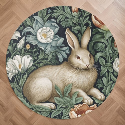 Hare and flowers in the garden art nouveau style rug