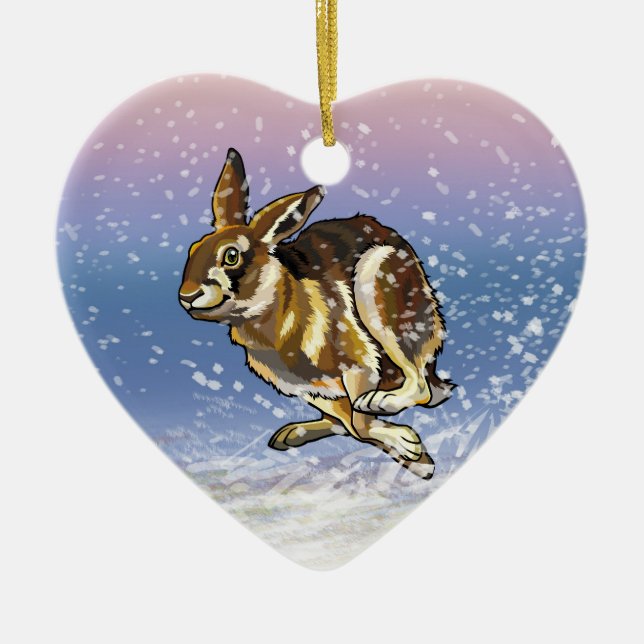 hare and reindeer ceramic ornament (Front)