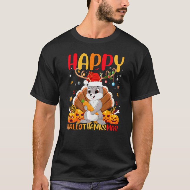 Hare Animal  Happy Hare Hellothanksmas T-Shirt (Front)