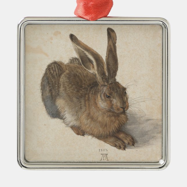 Hare (by Albrecht Dürer) Metal Ornament (Front)