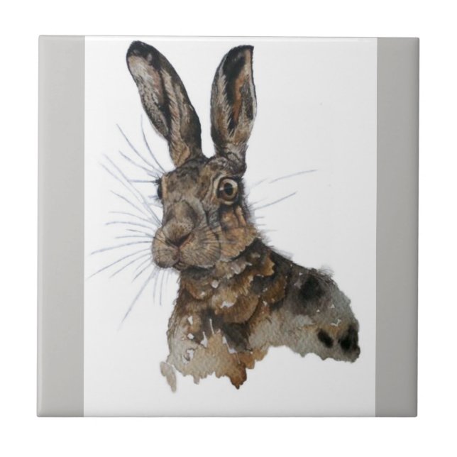 Hare ceramic photo tile (Front)