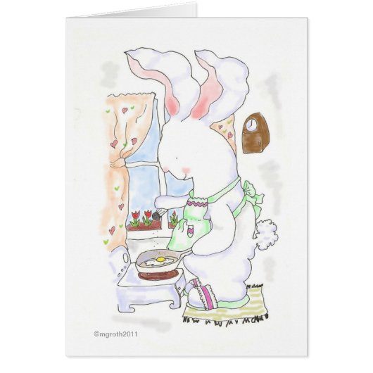 hare cook frying eggs cards (Front)