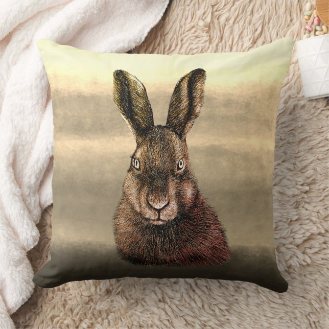 Hare drawing  throw pillow (Blanket)