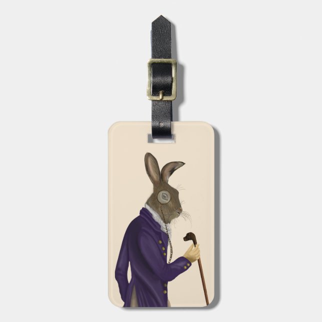 Hare In Purple Coat 2 Luggage Tag (Front Vertical)