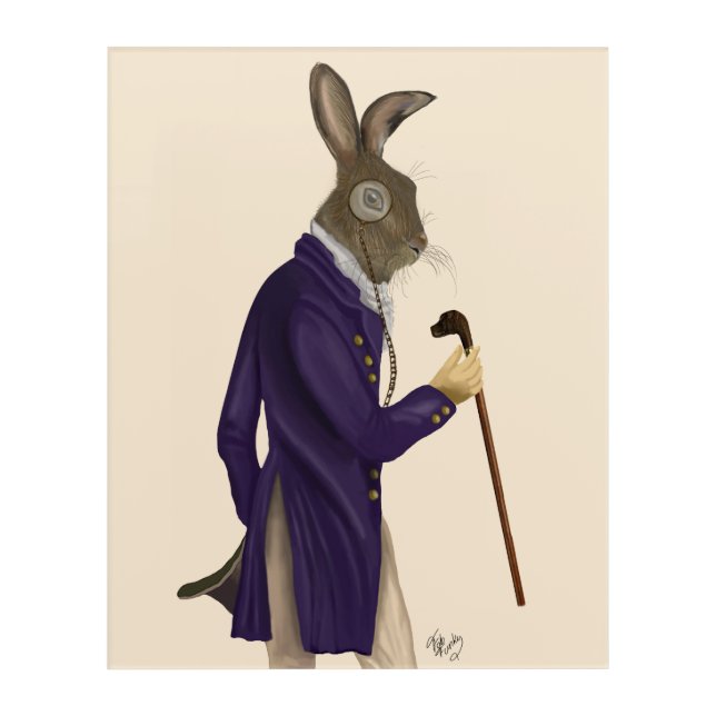 Hare In Purple Coat Acrylic Print (Front)
