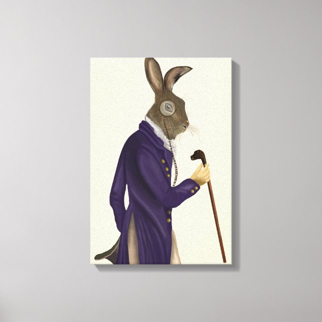 Hare In Purple Coat Canvas Print (Front)