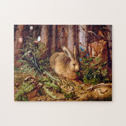 Hare in the Forest Hans Hoffmann Rabbit Painting Jigsaw Puzzle
