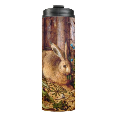 Hare in the Forest Hans Hoffmann Rabbit Painting Thermal Tumbler