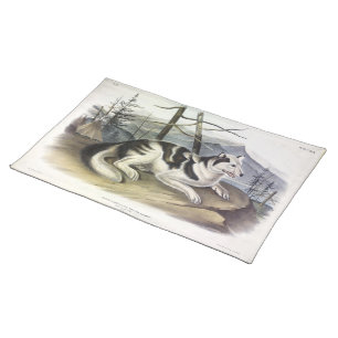 Hare-Indian Dog (Mackenzie River Dog) by Audubon Cloth Placemat