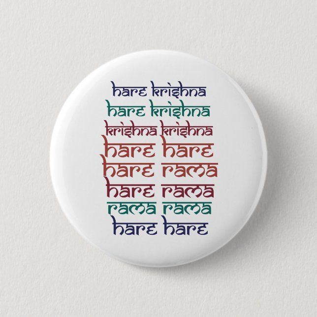 Hare Krishna Hare Krishna Mantra Chanting Hinduism Button (Front)