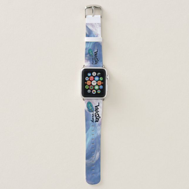 "Hare Krishna" Peacock Feather Hindu Apple Watch Band (Front)