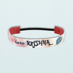 "Hare Krishna" Peacock Feather Hindu Athletic Headband