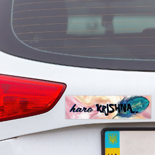 "Hare Krishna" Peacock Feather Hindu Bumper Sticker