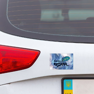 "Hare Krishna" Peacock Feather Hindu Car Magnet