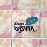 "Hare Krishna" Peacock Feather Hindu Ceramic Tile<br><div class="desc">Introducing the "Hare Krishna" Peacock Feather Hindu Ceramic Tile, a beautiful piece that seamlessly blends artistry with spirituality. This exquisitely crafted ceramic tile features a vibrant peacock feather design, symbolizing Lord Krishna, accompanied by the sacred chant "Hare Krishna" in elegant script. Perfect for adding a touch of divine charm to...</div>
