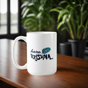 "Hare Krishna" Peacock Feather Hindu Coffee Mug