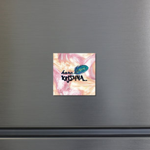 "Hare Krishna" Peacock Feather Hindu Magnet