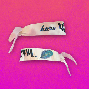 "Hare Krishna" Peacock Feather Hindu Tie Headband