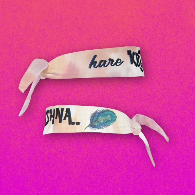 "Hare Krishna" Peacock Feather Hindu Tie Headband (Creator Uploaded)