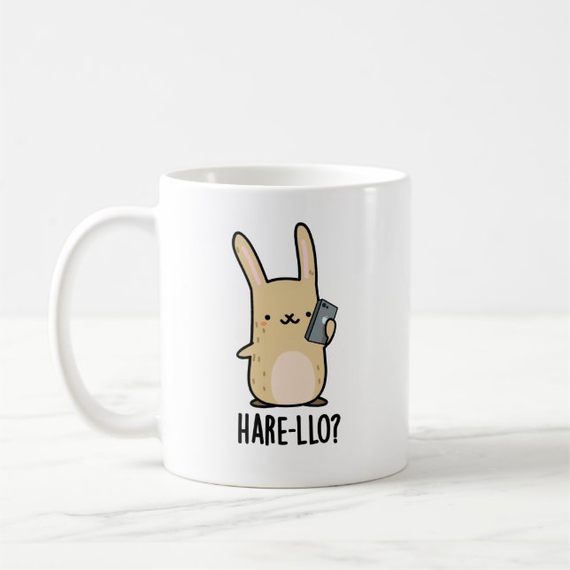 Hare-llo There Funny Hare Rabbit Pun  Coffee Mug (Left)