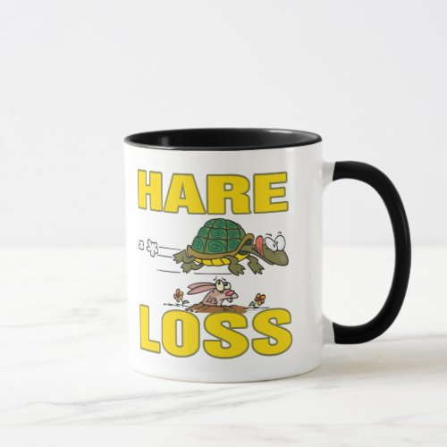 hare loss funny hair loss fable pun cartoon mug